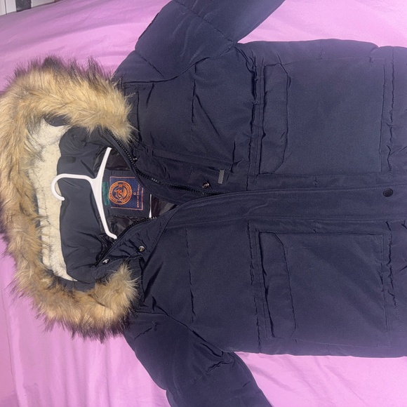 Superdry Navy Blue Coat - Picture 1 of 7